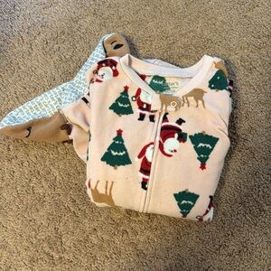 Carter's Pink Festive Footie with Holiday Patterns